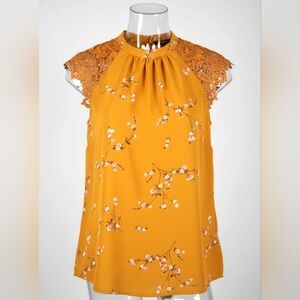 Express Floral Lace Shoulder Sleeveless Blouse sz M